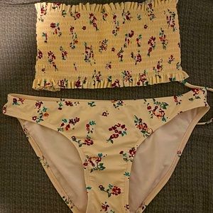 Floral Tube Top Bathing Suit Set